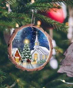 christmas church wood slice ornament qnn633o 3611