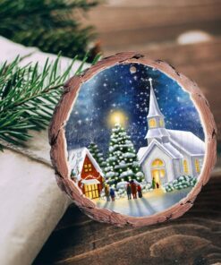 christmas church wood slice ornament qnn633o 6887