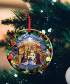 Christmas Circle Ceramic Ornament Birth Of Christ DDH2959O