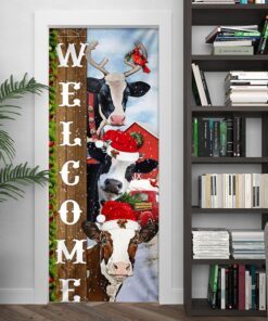christmas cow door cover 6847