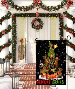 christmas dachshund dog flag christmas tree lnt585f 8294