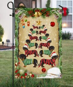 christmas dachshunds tree flag lha1794f 4380
