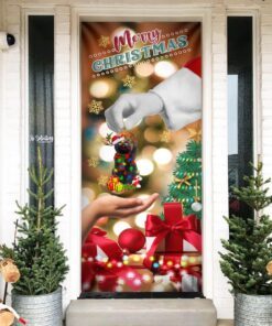 Christmas Door Cover - Give Black Cat Dog NTT19Dv3