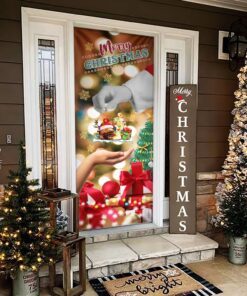 christmas door cover give pug dog ntt19d 5178
