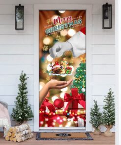 christmas door cover give pug dog ntt19d 5581
