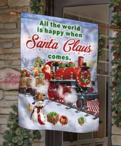 Christmas Flag, All the world is happy when Santa Claus comes, Santa Train QNN648F