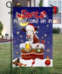 christmas flag cow cattle drink beer lha1806f 1272