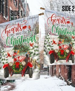 christmas flag all hearts come home for christmas classic car lha1803f 1094