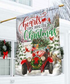 Christmas Flag All Hearts Come Home For Christmas Classic Car LHA1803F