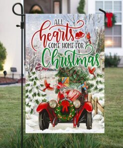 christmas flag all hearts come home for christmas classic car lha1803f 2725