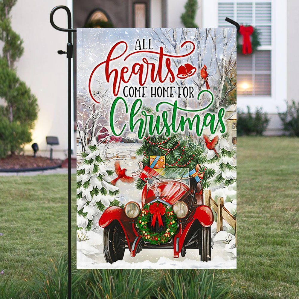 Christmas Flag All Hearts Come Home For Christmas Classic Car LHA1803F - Image 4