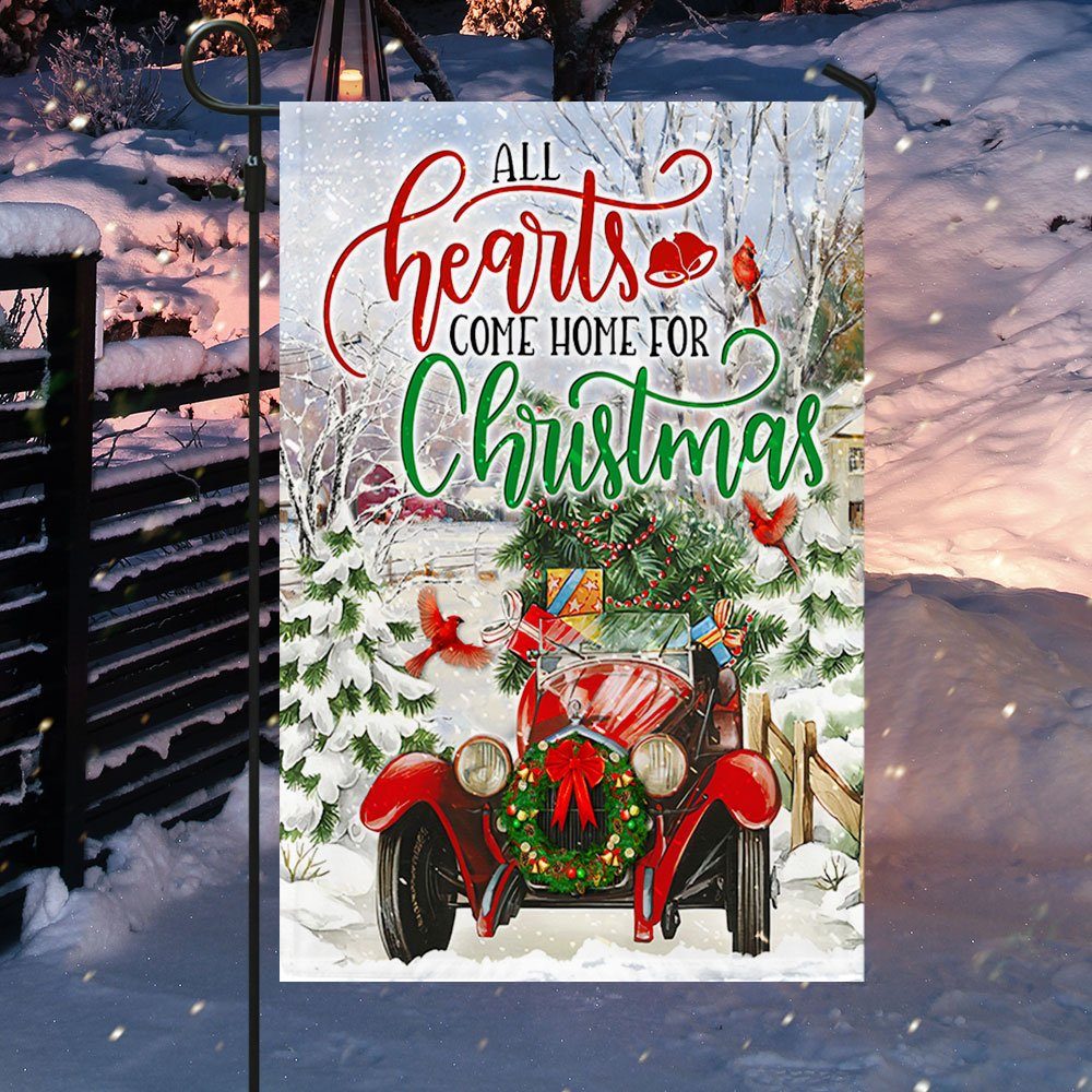 Christmas Flag All Hearts Come Home For Christmas Classic Car LHA1803F - Image 5