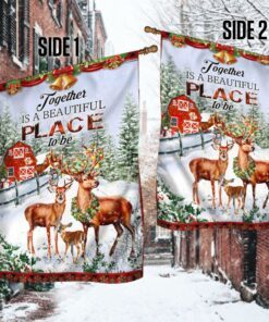 christmas flag deer family together anl287f 2930