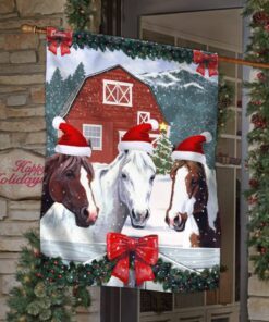 christmas flag horse barn farmhouse christmas flag trn1503f 1373