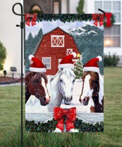 christmas flag horse barn farmhouse christmas flag trn1503f 6964