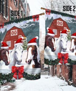 christmas flag horse barn farmhouse christmas flag trn1503f 7614