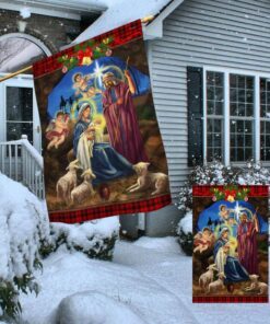 christmas flag nativity scene oh holy night jesus was born tqn498fv1 6680