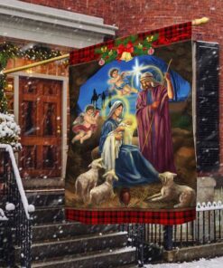 christmas flag nativity scene oh holy night jesus was born tqn498fv1 8140