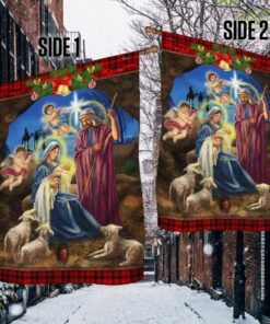 christmas flag nativity scene oh holy night jesus was born tqn498fv1 8564