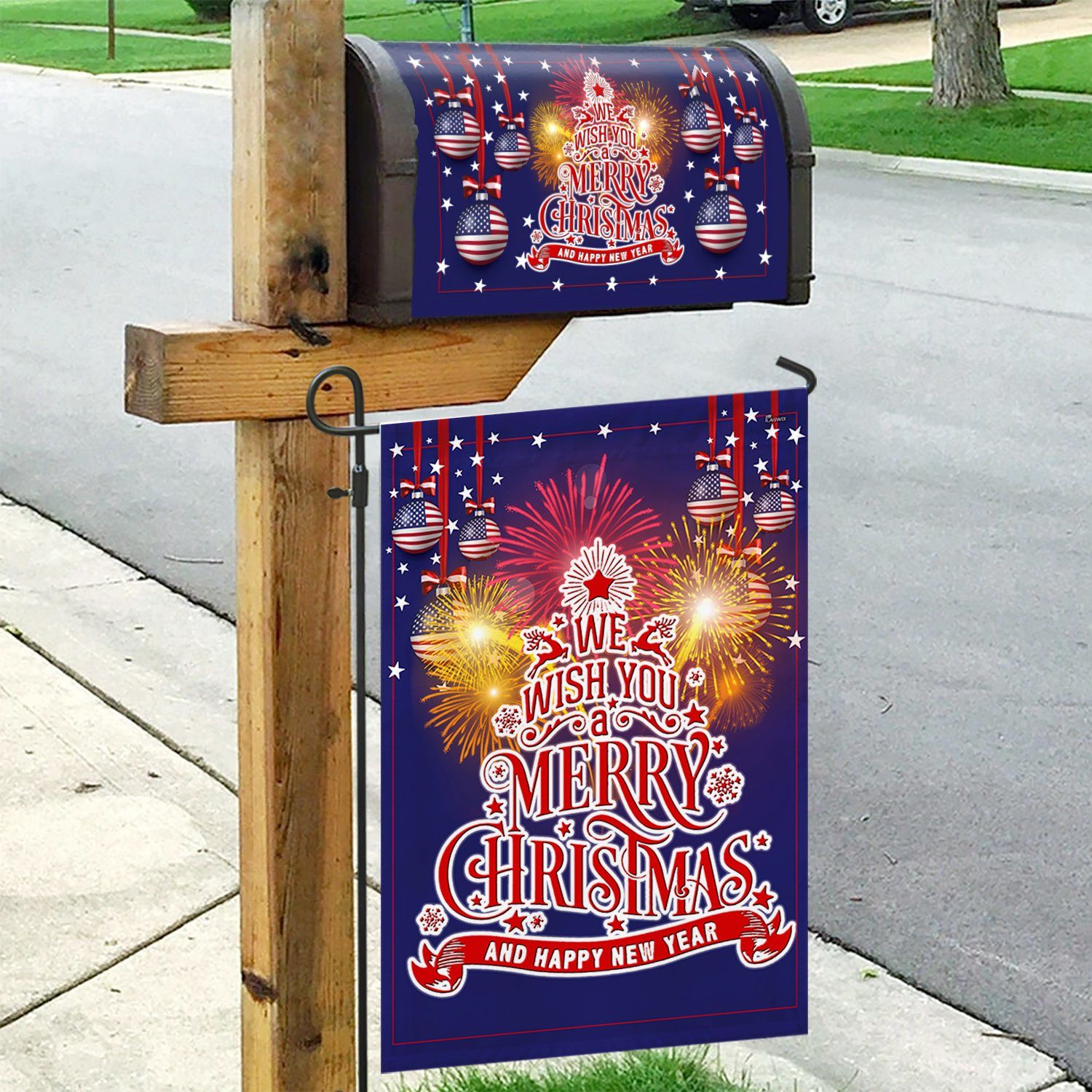 Christmas Garden Flag & Mailbox Cover  Santa Comin' NNT75MF
