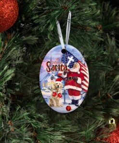 christmas golden retriever ceramic ornament 1380
