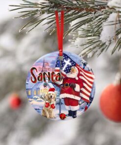 christmas golden retriever ceramic ornament 1654