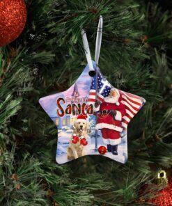 christmas golden retriever ceramic ornament 3259