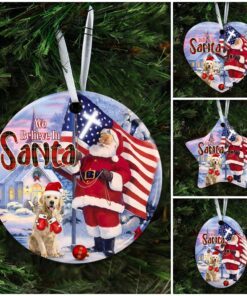 christmas golden retriever ceramic ornament 3978