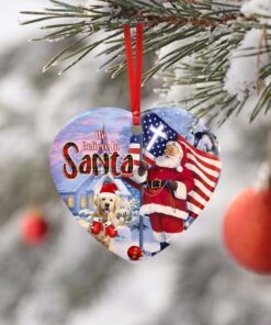 christmas golden retriever ceramic ornament 5018