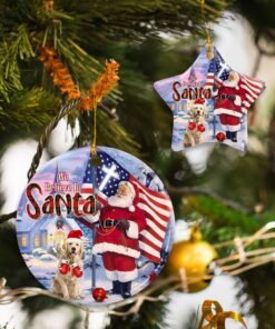 Christmas Golden Retriever Ceramic Ornament