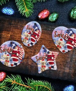 christmas golden retriever ceramic ornament 8167