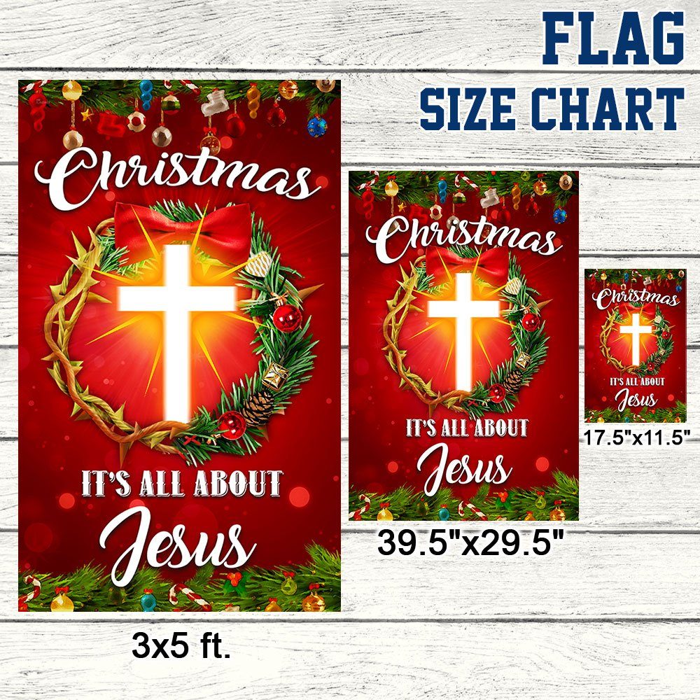 Christmas It's All About Jesus Flag Crown Of Thorns Christmas Wreath Flag TQN763F - Image 7