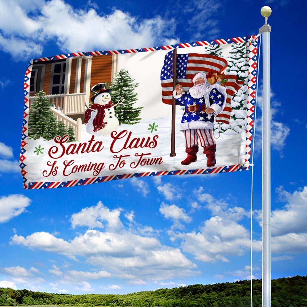 Christmas Joy Grommet Flag Santa Claus Is Coming To Town DDH2947GF - Image 2