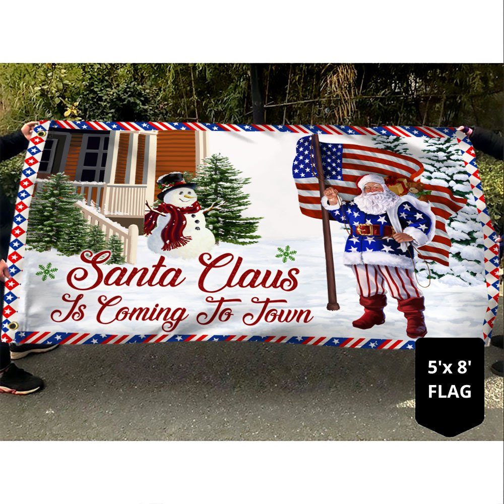 Christmas Joy Grommet Flag Santa Claus Is Coming To Town DDH2947GF - Image 4