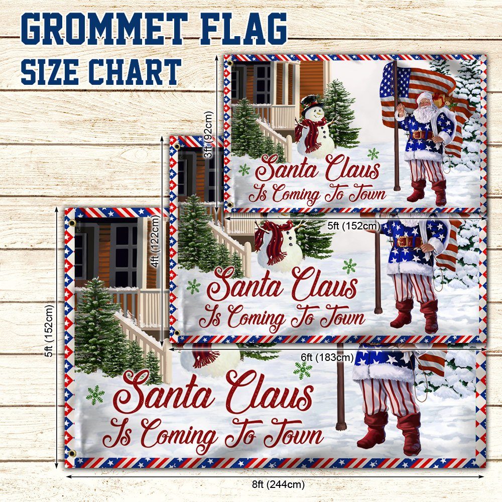 Christmas Joy Grommet Flag Santa Claus Is Coming To Town DDH2947GF - Image 5