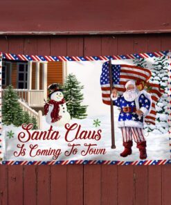 christmas joy grommet flag santa claus is coming to town ddh2947gf 7828