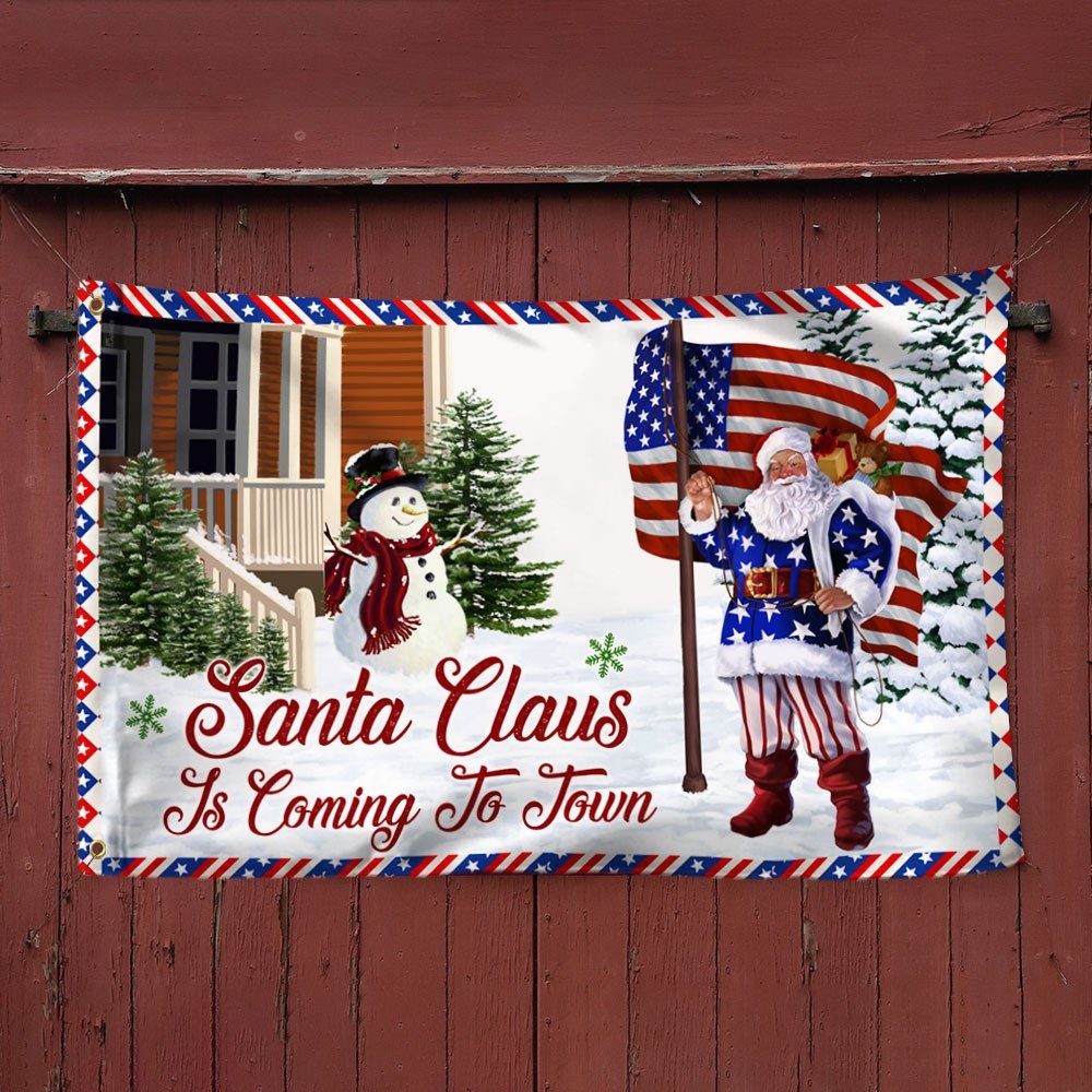 Christmas Joy Grommet Flag Santa Claus Is Coming To Town DDH2947GF - Image 3