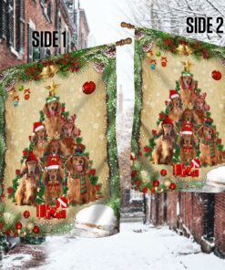 christmas long hairs dachshunds christmas tree flag lha1794fv3 2575
