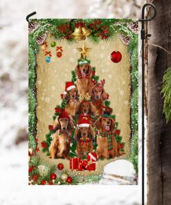 christmas long hairs dachshunds christmas tree flag lha1794fv3 5463