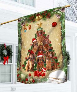 Christmas Long Hairs Dachshunds Christmas Tree Flag LHA1794Fv3