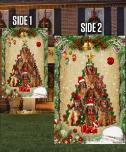christmas long hairs dachshunds christmas tree flag lha1794fv3 7637