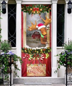 Christmas Moose Door Cover