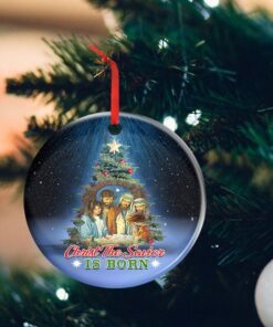 Christmas Nativity Circle Ceramic Ornament O Holy Night Christ The Savior Is Born DDH2906O