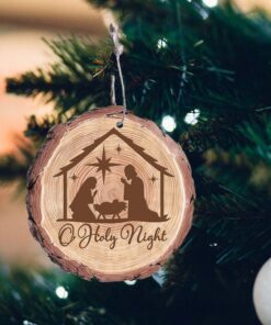 Christmas Ornament O Holy Night Wood Slice Ornament TRL1413O