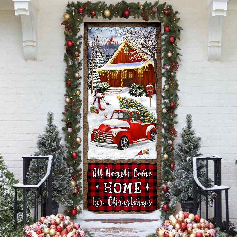 Christmas Red Truck Door Cover All Hearts Come Home For Christmas MLH1896D