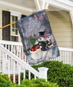 christmas snowman couple flag merry christmas qnk1003f 3144