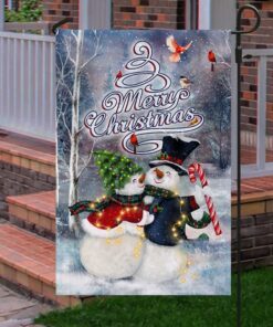 christmas snowman couple flag merry christmas qnk1003f 3233