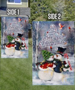 christmas snowman couple flag merry christmas qnk1003f 3889