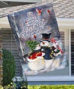 christmas snowman couple flag merry christmas qnk1003f 7194