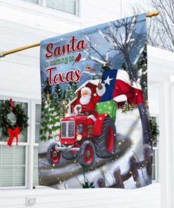 Christmas Texas Flag, Santa Is Coming To Texas QNV03F